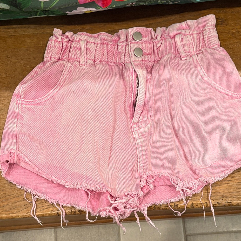 Pink Frayed Women's Shorts